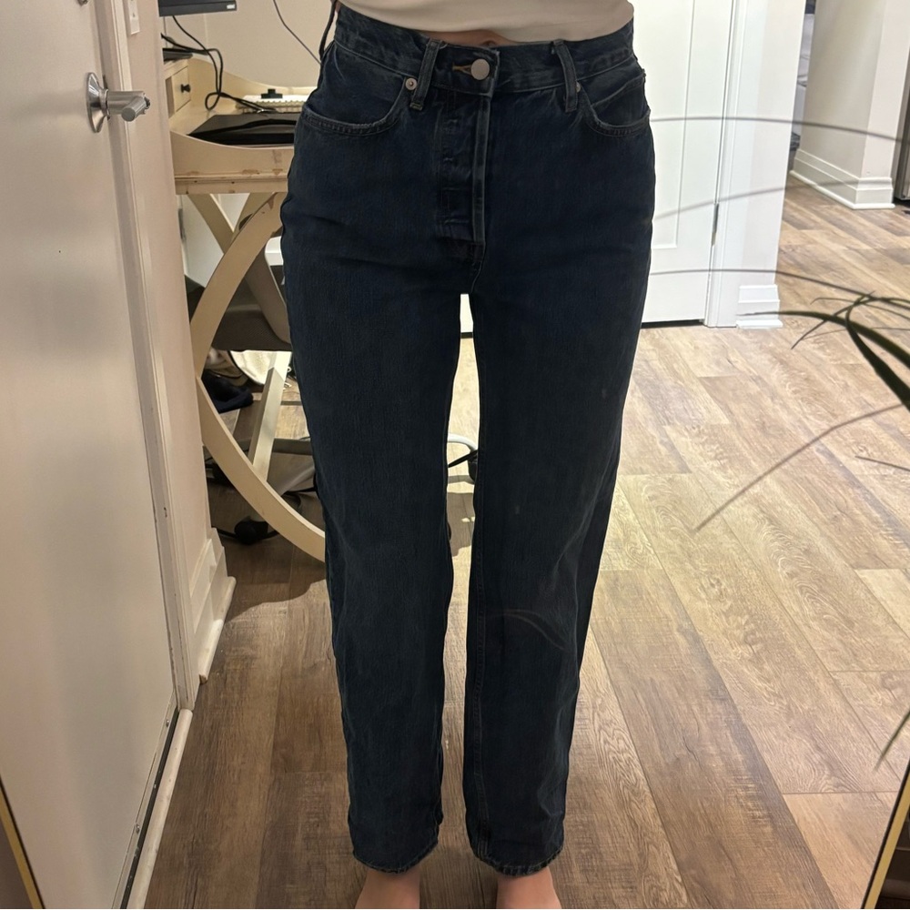 Everlane High-Waisted Straight Leg Jeans - Dark Blue
